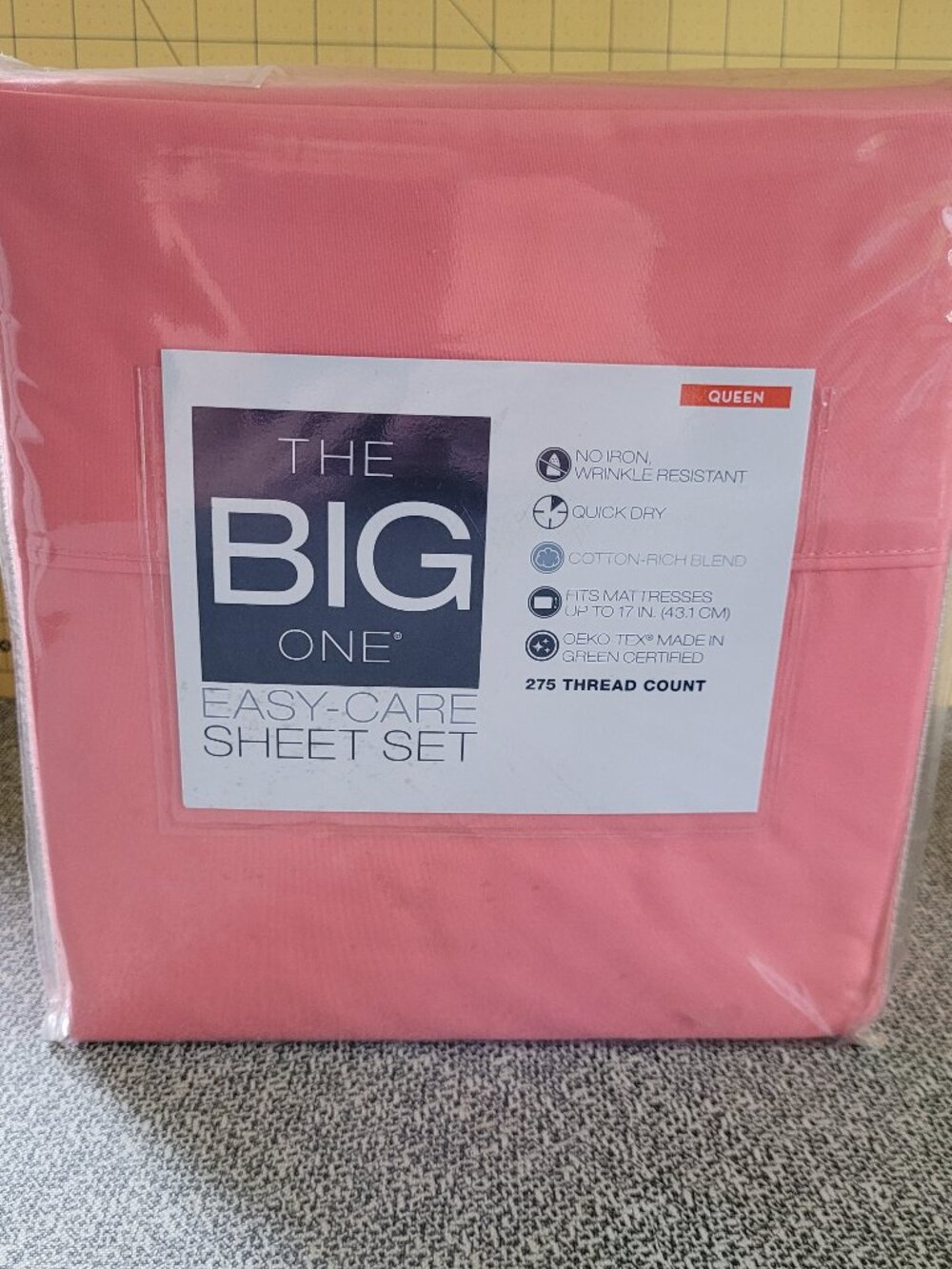 The Big One Melon Color Queen Sheets Set  Cotton/Poly Blend